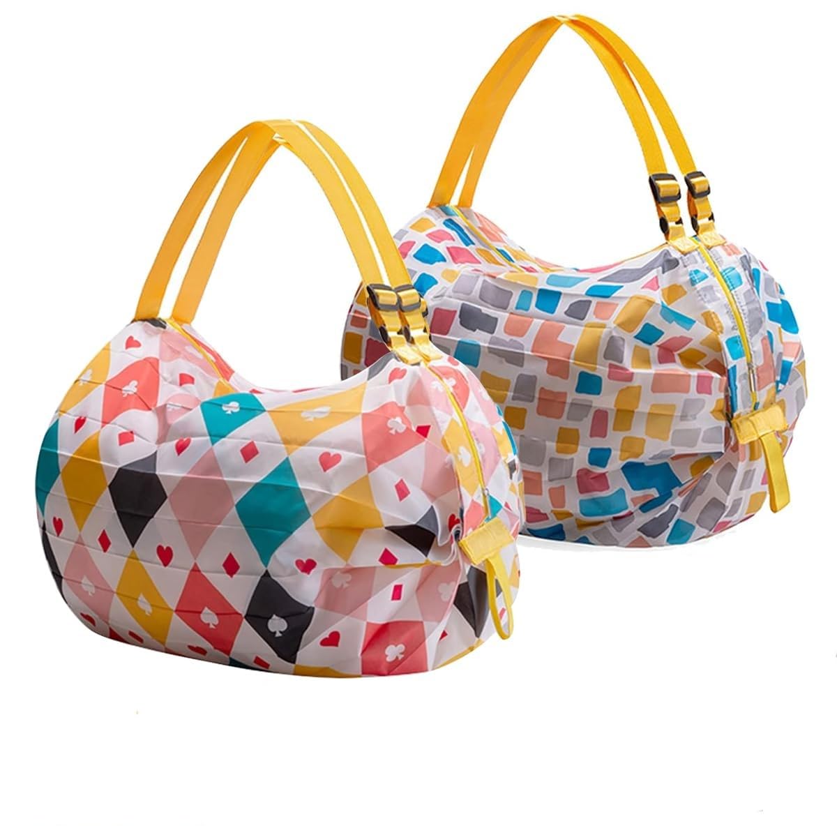MAYCREATE 2pcs Shopping Bag for Grocery, Folding Supermarket Shopping Bag with Zipper, Reusable Grocery Bags with Handles Washable Shopping Bags Waterproof Shopping Tote Bag, Style B MAYCREATE 2pcs Shopping Bag for Grocery, Folding Supermarket Shopping Bag with Zipper, Reusable Grocery Bags with Handles Washable Shopping Bags Waterproof Shopping Tote Bag, Style B